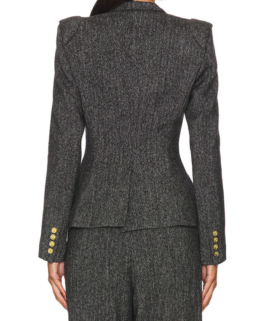 Ensemble blazer à boutons métalliques et pantalon taille haute