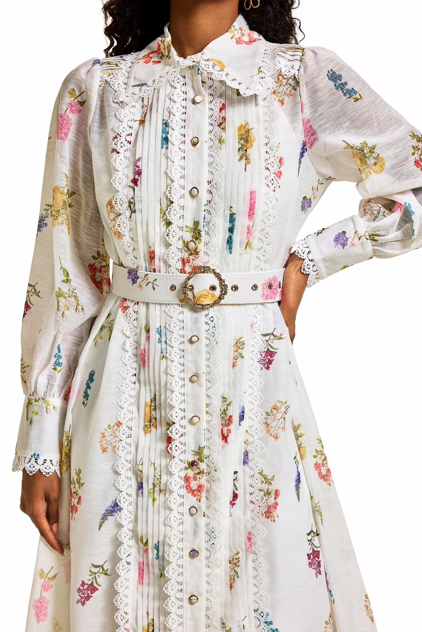 Robe midi à manches lanternes