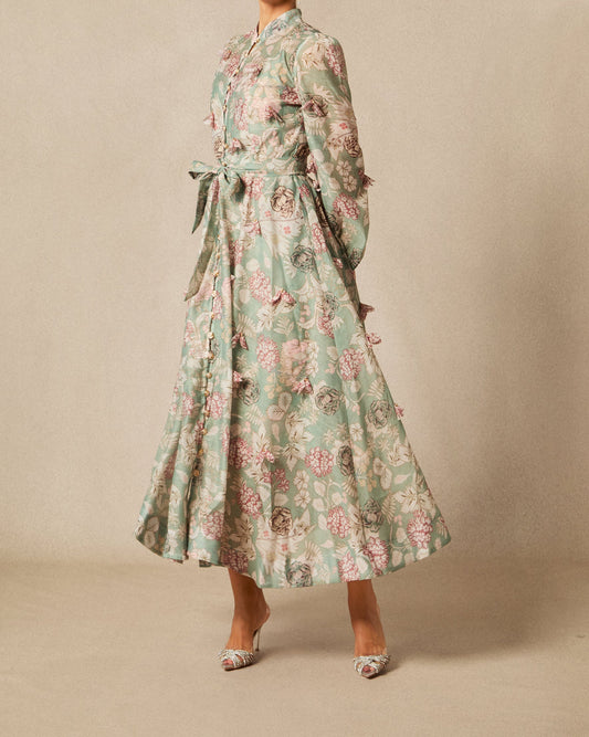 Robe mi-longue imprimé floral