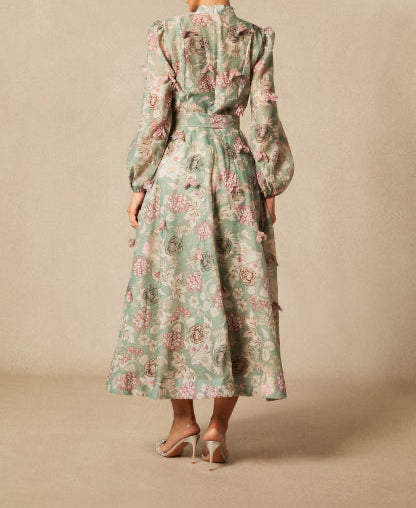 Robe mi-longue imprimé floral