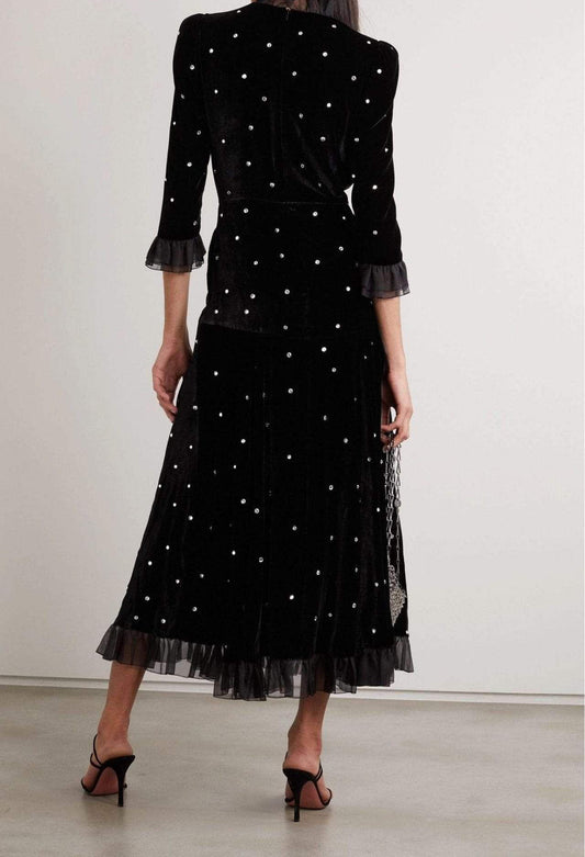 Robe longue en velours