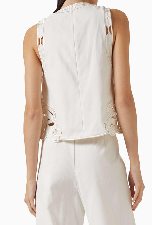 Ensemble haut sans manches et pantalon brodé