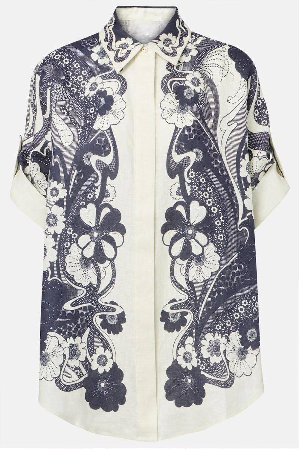 Ensemble haut fleuri à rabat et pantalon