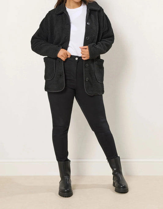 Veste polaire noire à boutons