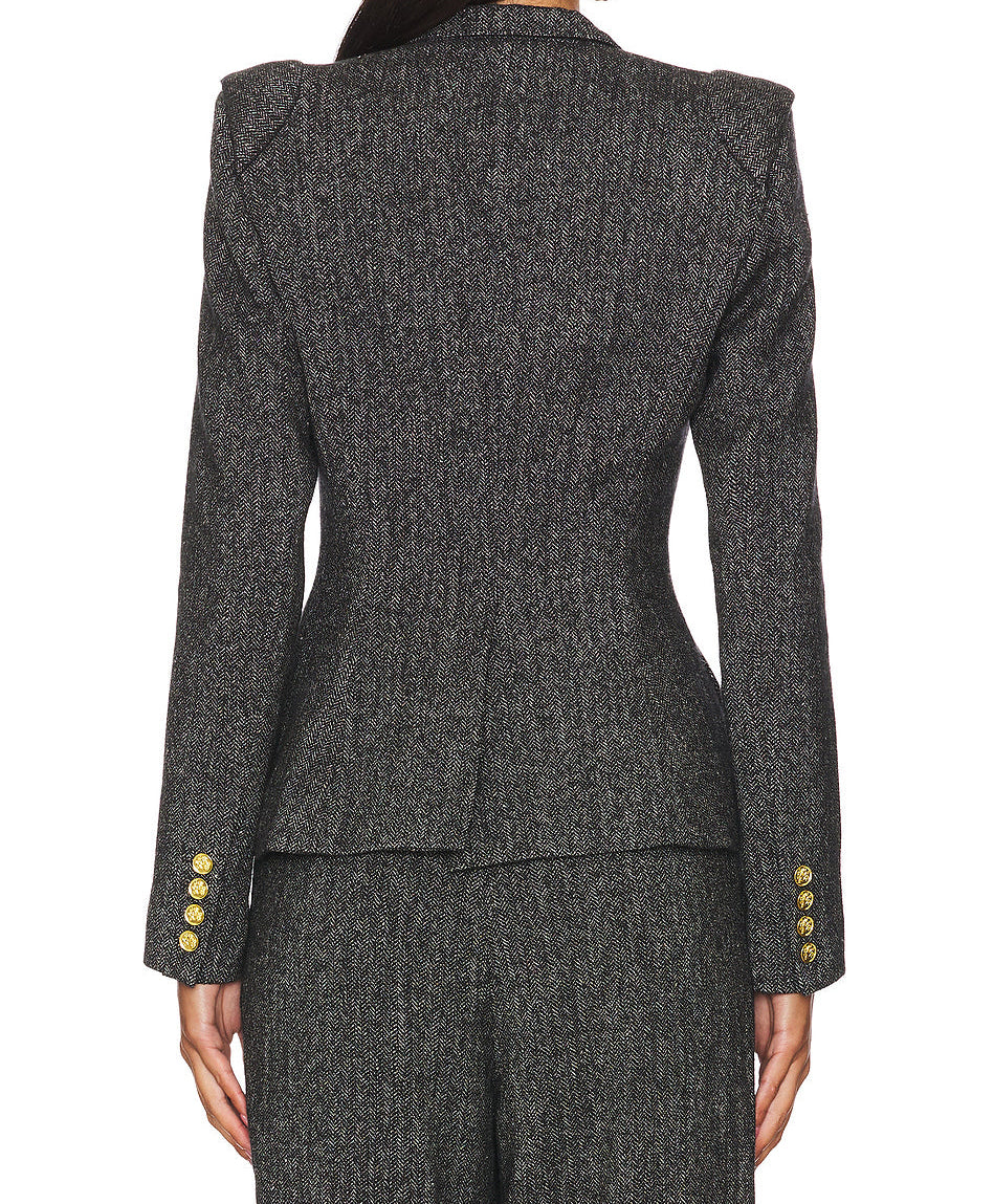 Ensemble blazer à boutons métalliques et pantalon taille haute