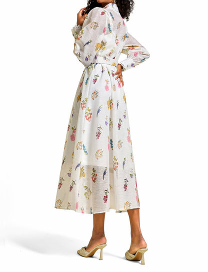 Robe midi à manches lanternes