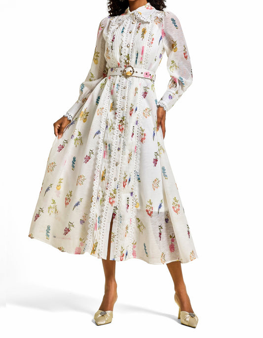 Robe midi à manches lanternes