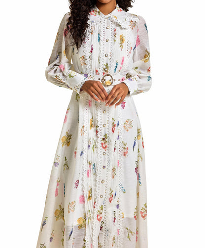 Robe midi à manches lanternes