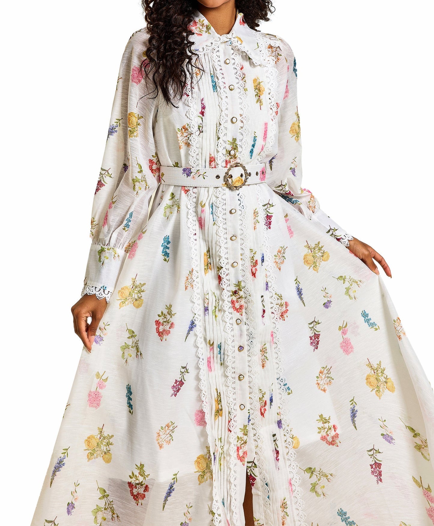 Robe midi à manches lanternes