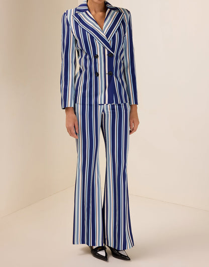 Ensemble blazer boutonné à rayures et pantalon