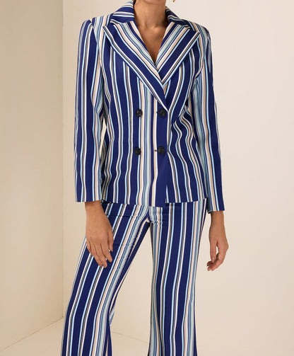 Ensemble blazer boutonné à rayures et pantalon