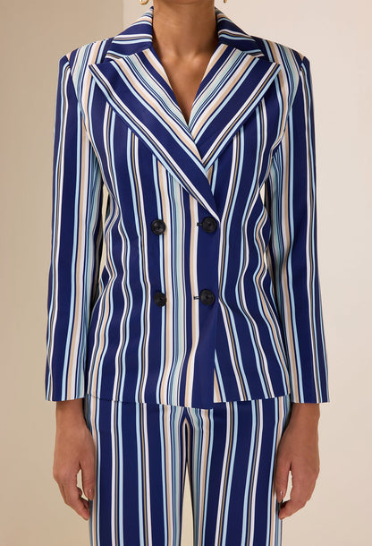 Ensemble blazer boutonné à rayures et pantalon