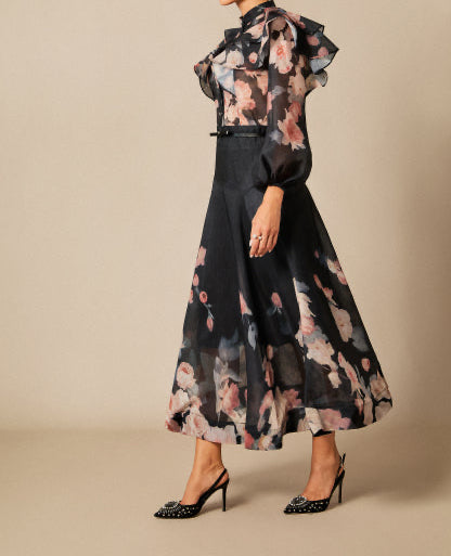 Ensemble chemise et jupe imprimé floral