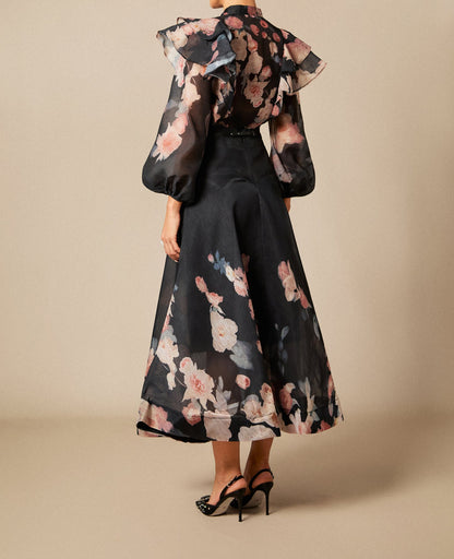 Ensemble chemise et jupe imprimé floral