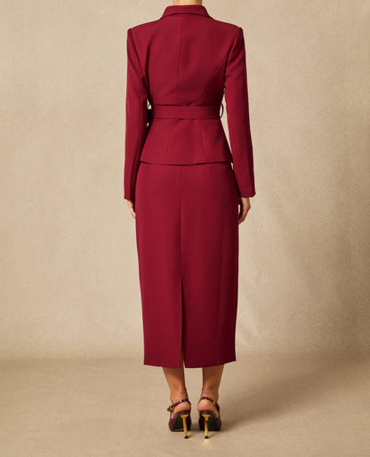 Ensemble blazer à taille nouée et jupe