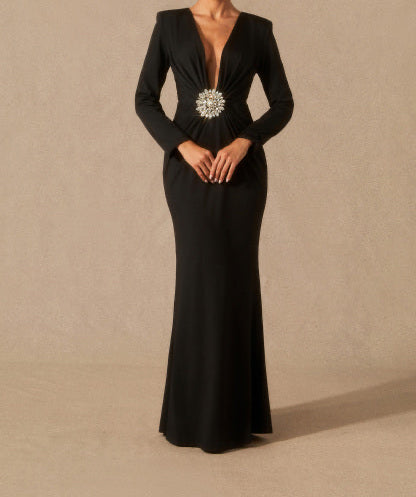 Robe longue à col en V