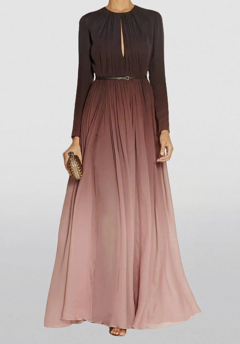 Robe longue froncée dégradé de couleurs