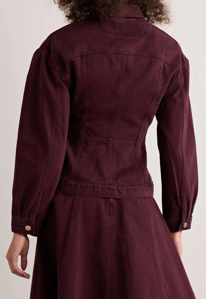 Ensemble manteau à lacets en jean et jupe