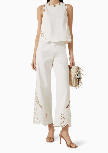 Ensemble haut sans manches et pantalon brodé