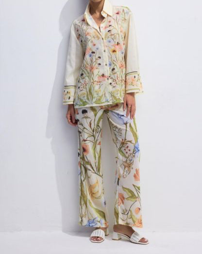 Ensemble chemise et pantalon imprimé floral