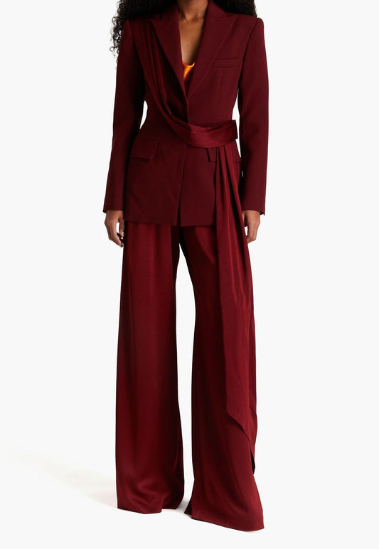 Ensemble blazer à rabat en ruban et pantalon