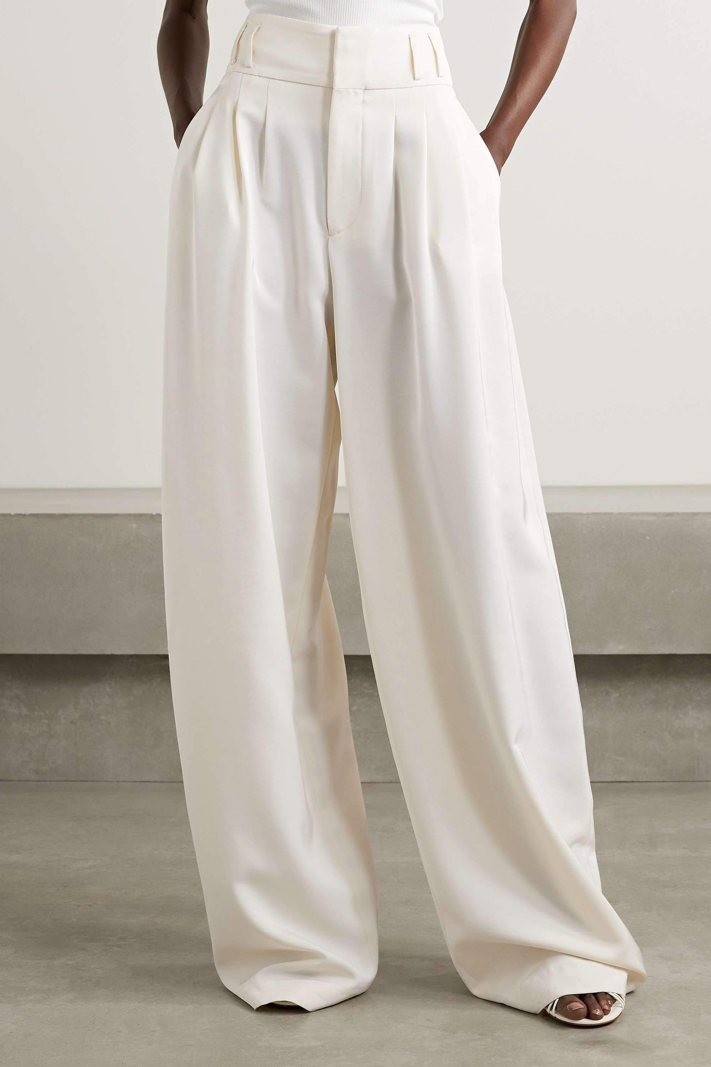 Ensemble pantalon épaules dénudées blanc