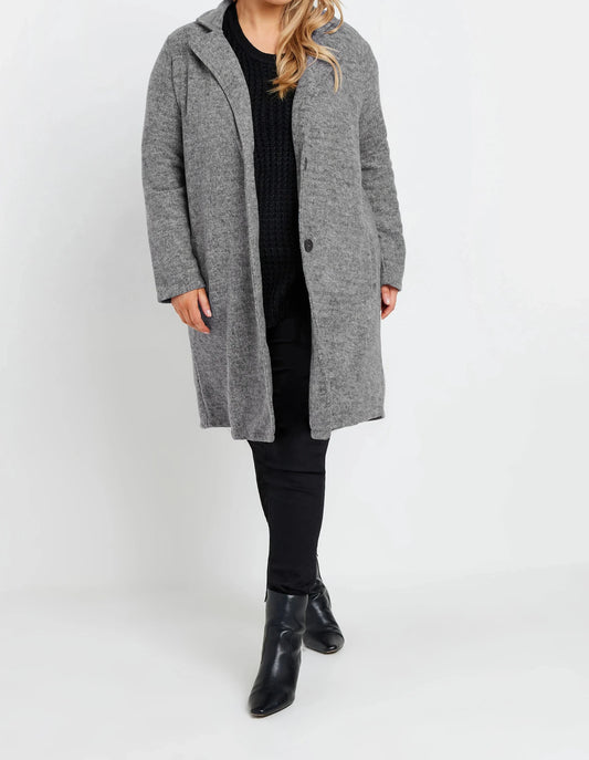 Manteau midaxi gris boutonné