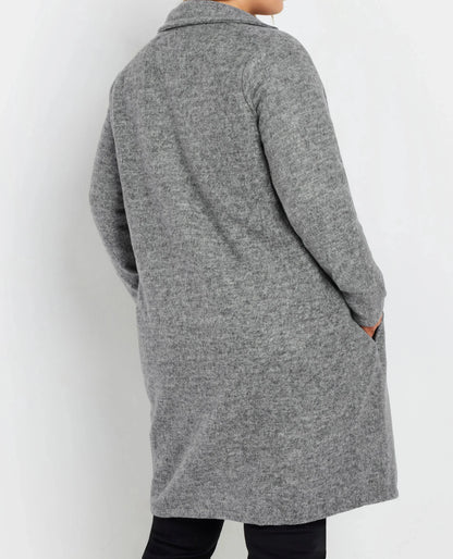 Manteau midaxi gris boutonné