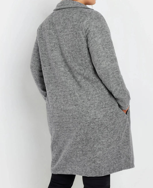 Manteau midaxi gris boutonné