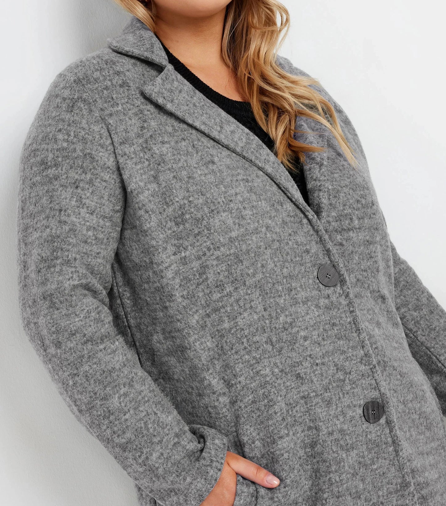 Manteau midaxi gris boutonné