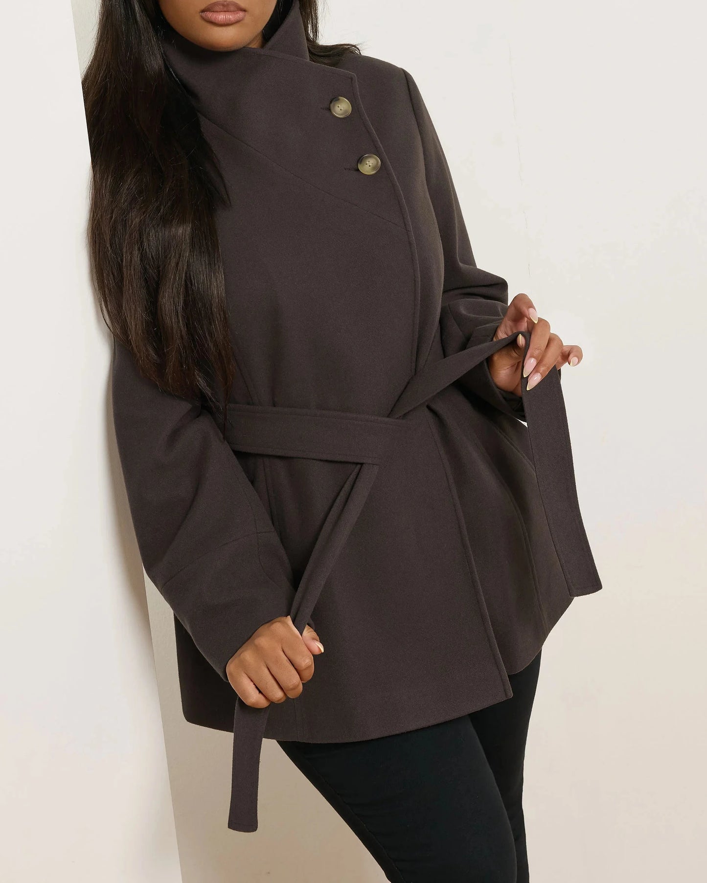 Manteau portefeuille marron chocolat
