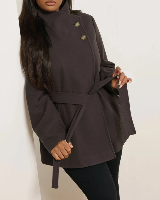 Manteau portefeuille marron chocolat