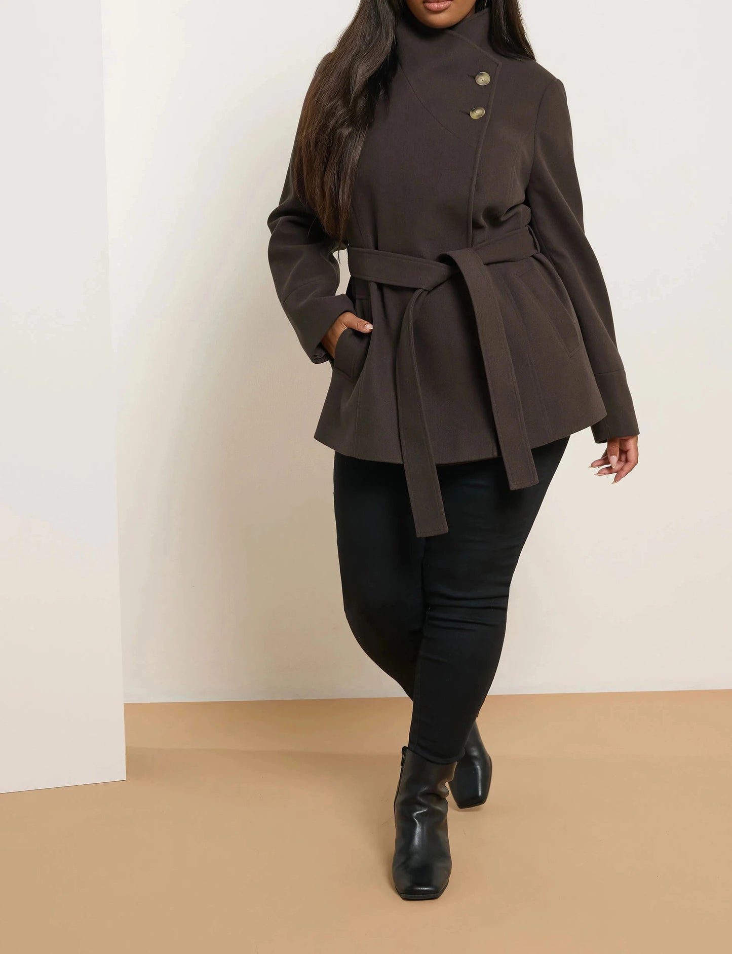 Manteau portefeuille marron chocolat