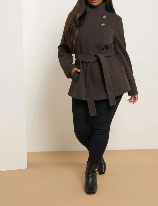 Manteau portefeuille marron chocolat