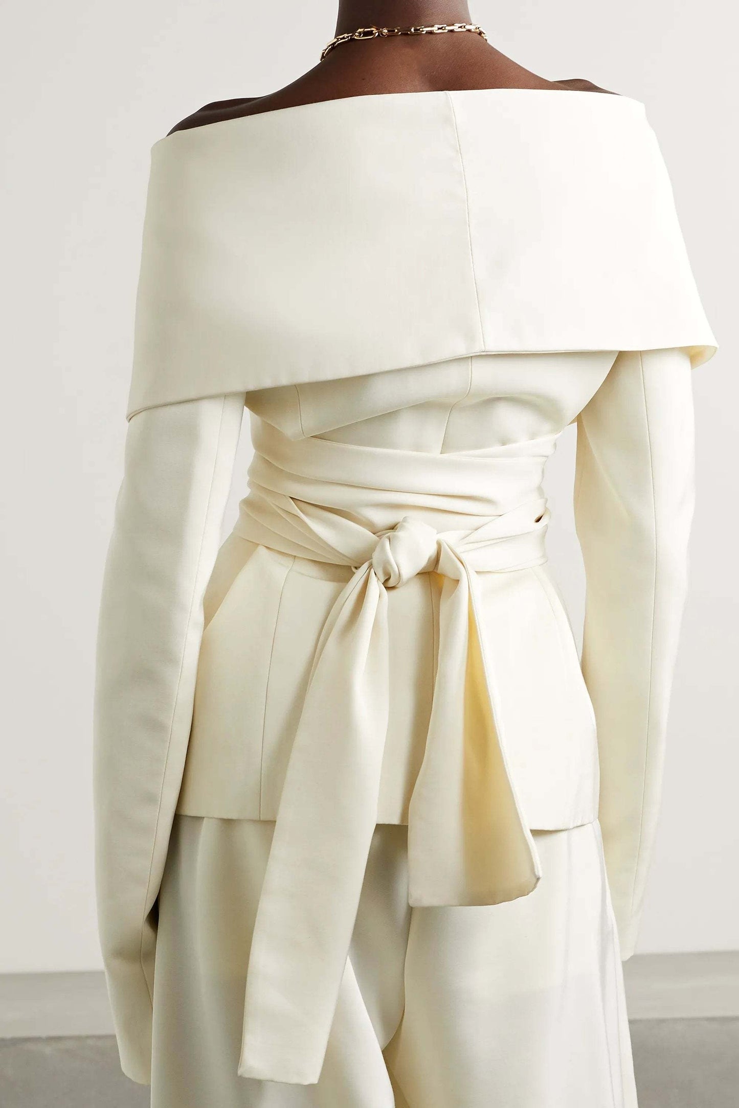 Ensemble pantalon épaules dénudées blanc