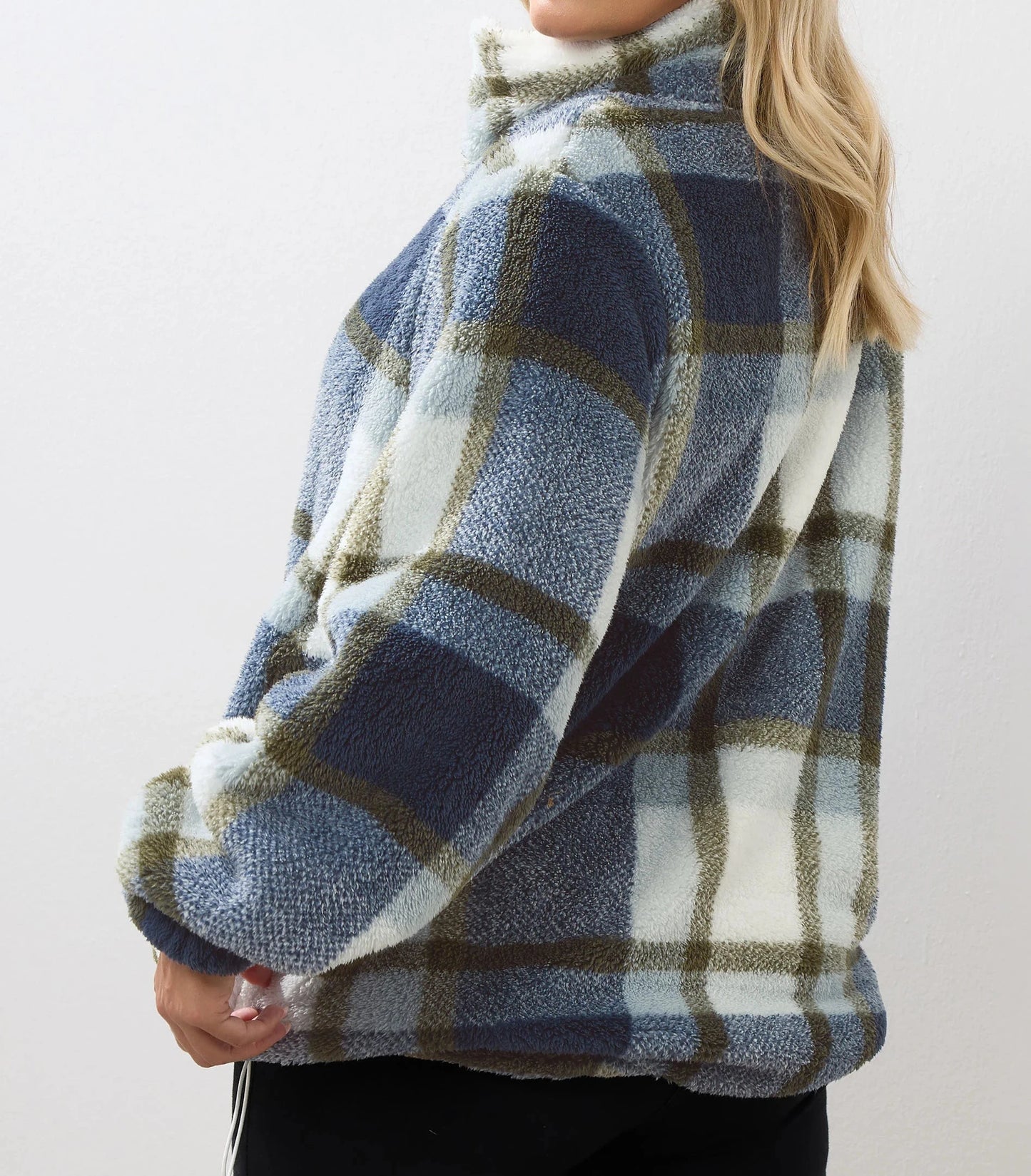 Veste polaire à carreaux bleus