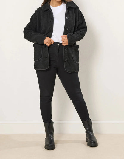 Veste polaire noire à boutons