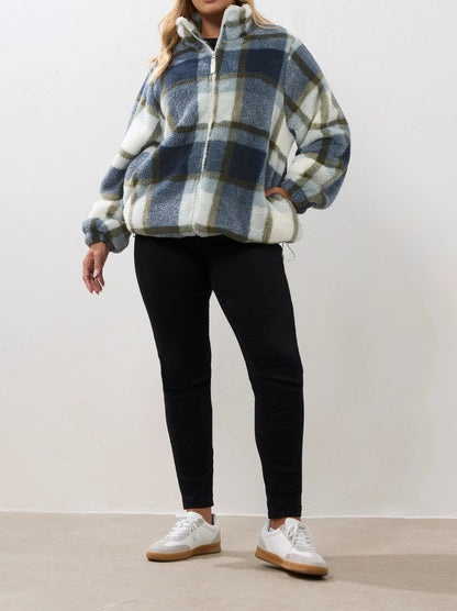 Veste polaire à carreaux bleus