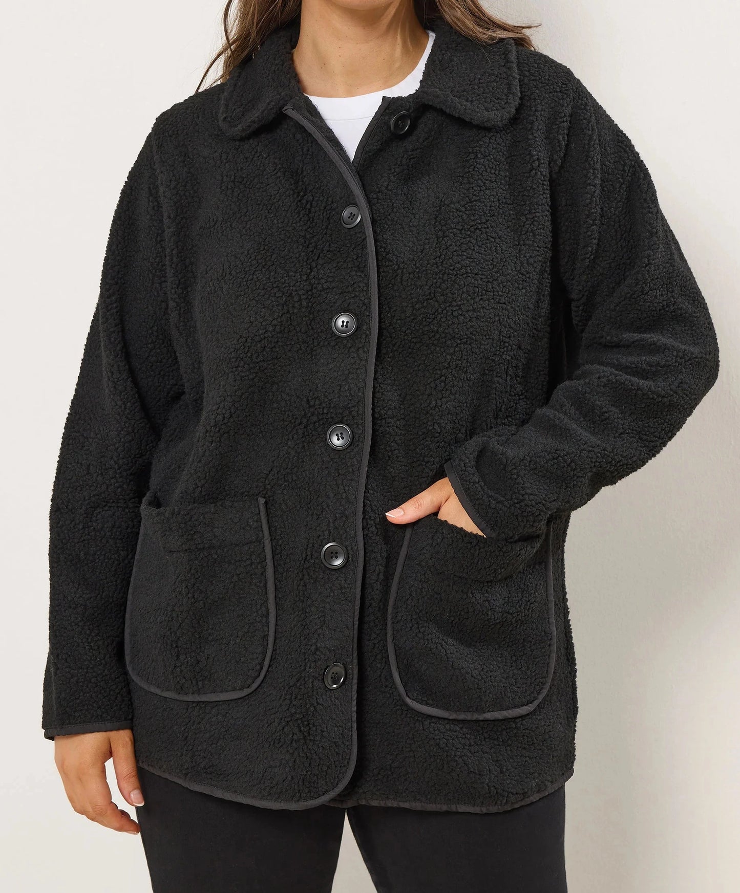 Veste polaire noire à boutons