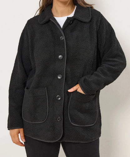 Veste polaire noire à boutons