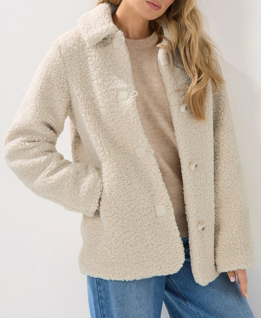 Veste polaire beige à boutons